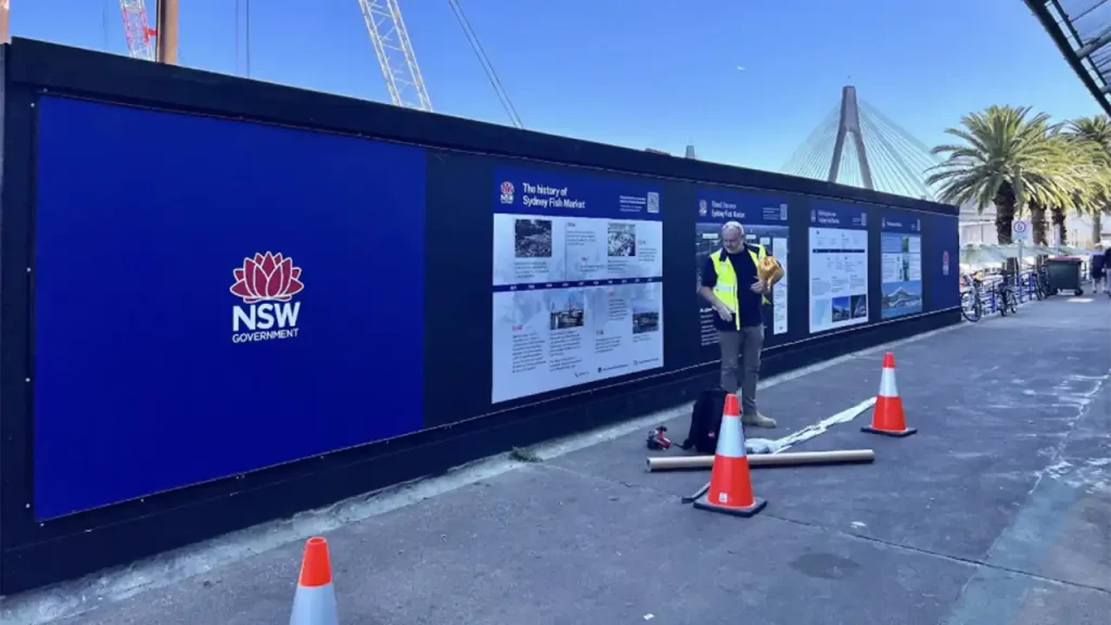 Vinyl Hoarding with Keder Edge signage installation City Of Sydney